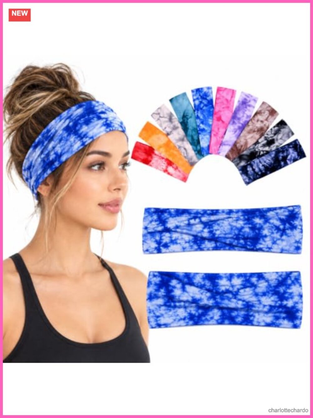10 Pack Tie Dye Headbands Elastic Cotton Bohemian Hair Accessories for Women